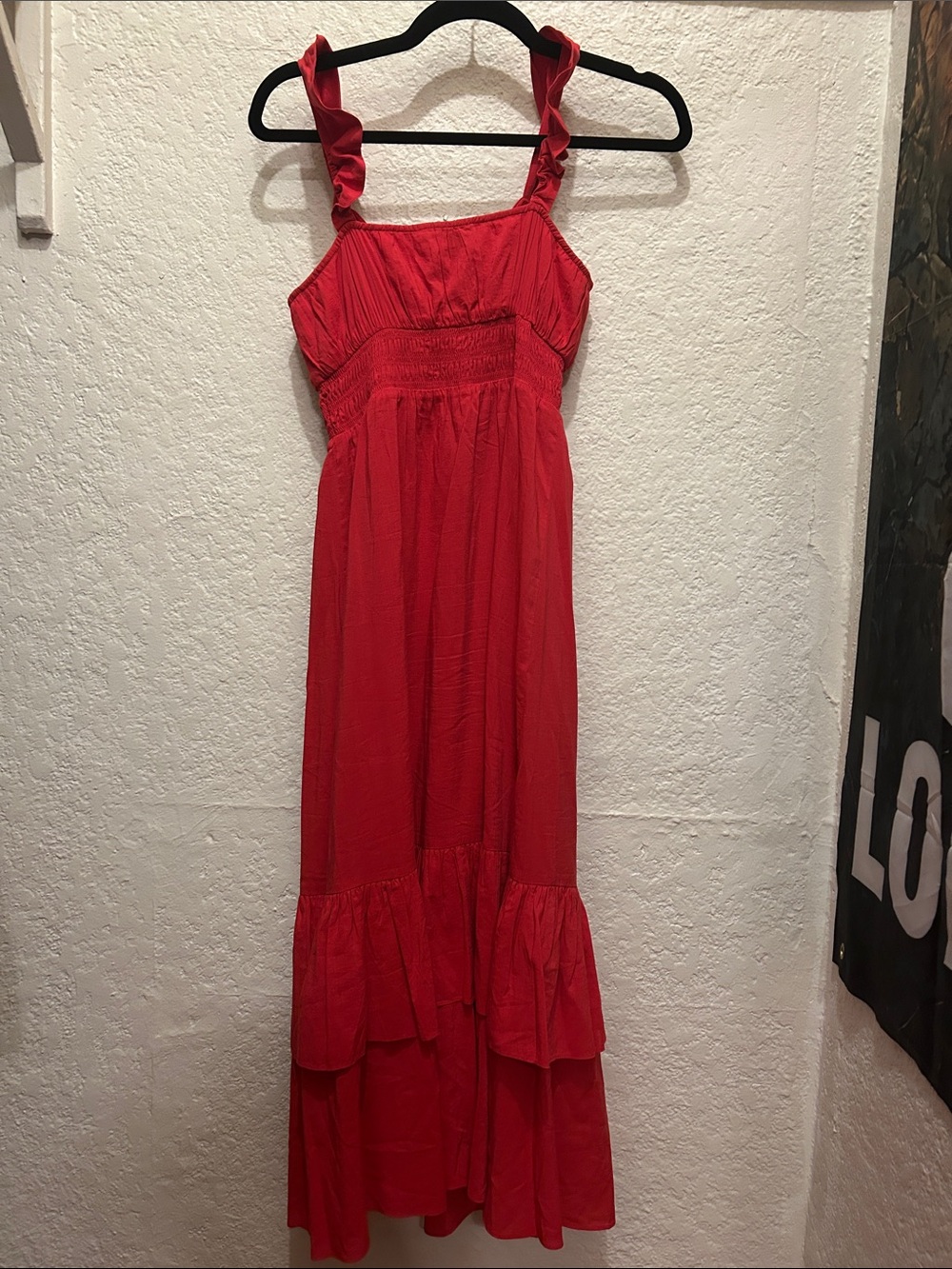 PAIGE Red Ruffled Strap Tiered Maxi Dress - Picture 7 of 9
